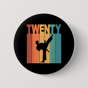 20th Birthday Karate Taekwondo Theme 20 Year Old 6 Cm Round Badge