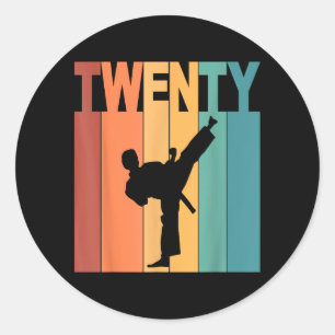 20th Birthday Karate Taekwondo Theme 20 Year Old Classic Round Sticker