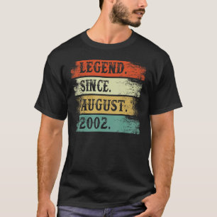 20th Birthday  Legend Since August 2002 20 Year Ol T-Shirt