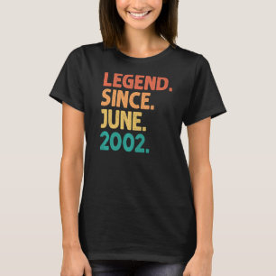 20th Birthday Legend Since June 2002 20 Years Old T-Shirt