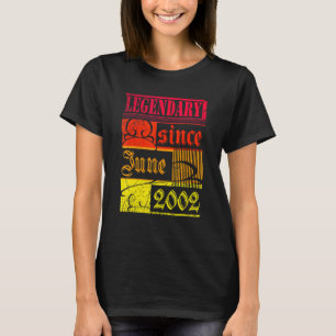 20th Birthday Legendary Since June 2002 Vintage Re T-Shirt