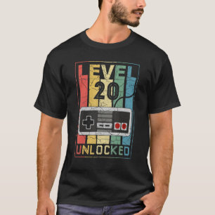 20th Birthday  Level 20 Unlocked  Video Gamer T-Shirt