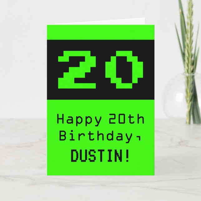 20th Birthday: Nerdy / Geeky Style "20" and Name Card (Front)