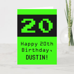 20th Birthday: Nerdy / Geeky Style "20" and Name Card