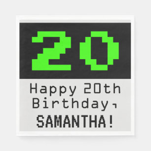20th Birthday - Nerdy / Geeky Style "20" & Name Napkin