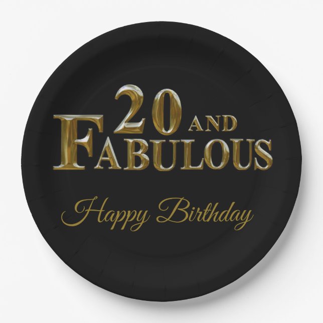 20th Birthday  Paper Plate (Front)