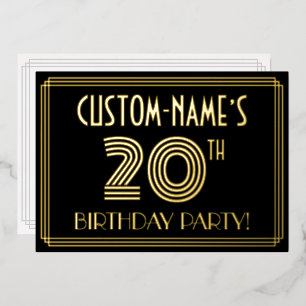 20th Birthday Party — Art Deco Style “20” + Name