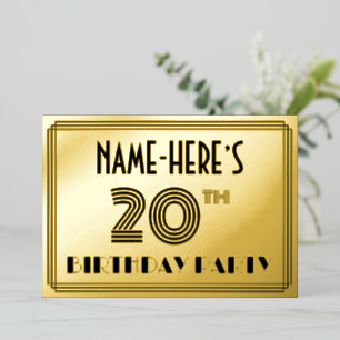 20th Birthday Party — Art Deco Style “20” & Name