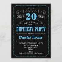 20th Birthday Party - Black Blue White