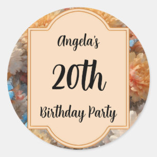 20th Birthday Party Classic Round Sticker