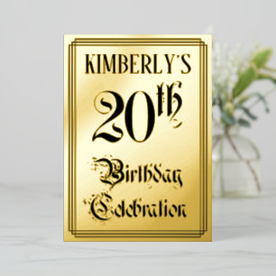 20th Birthday Party — Elegant Script + Custom Name