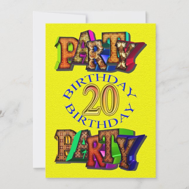 20th birthday party invitation (Front)