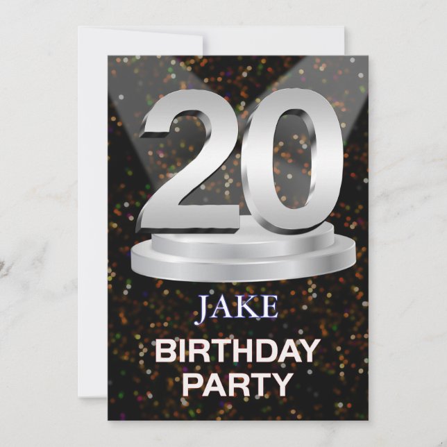 20th Birthday Party Invitation Add a Name (Front)