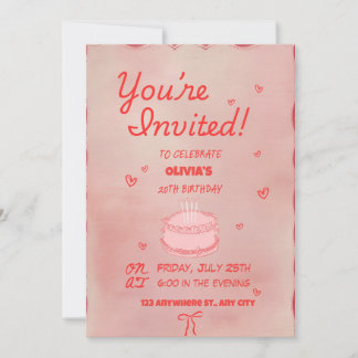 20th Birthday Party Invitation Pink Theme