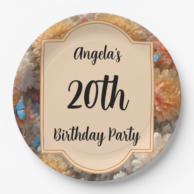 20th Birthday Party Paper Plate (Front)
