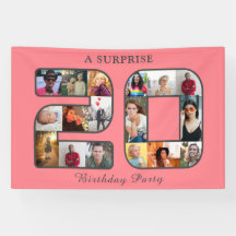20th Birthday Party Photo Collage Blush Pink