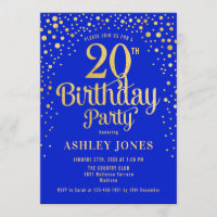 20th Birthday Party - Royal Blue & Gold
