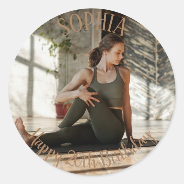 20th Birthday photo Classic Round Sticker (Front)