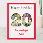 20th Birthday Photo Collage Sister Unique Large Card<br><div class="desc">Celebrate your sister's 20th birthday, with a large card that's a special, and unique photo collage. This wonderful large birthday card for that special sister has the 20 made from your own choice of family photos. The template is designed for you to edit "To a wonderful sister" to best friend...</div>