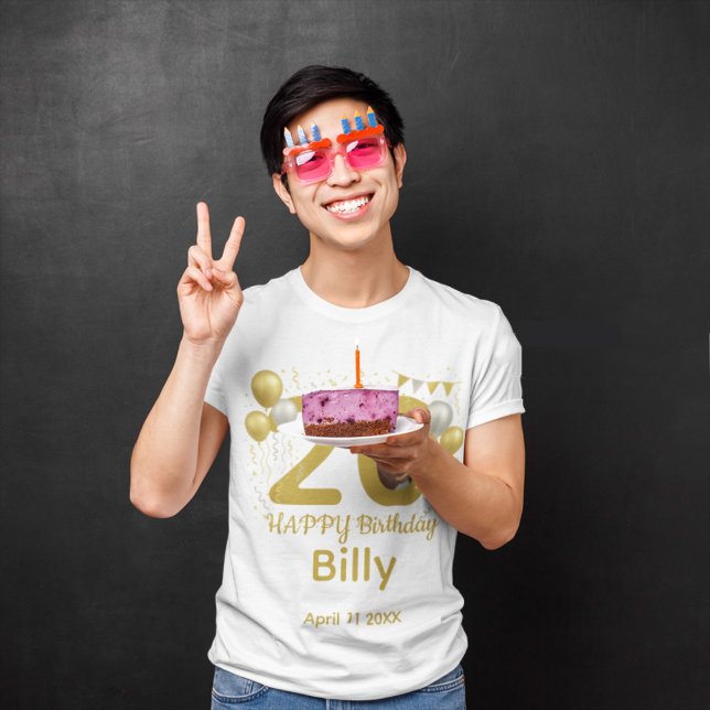 20th Birthday photo name personalised T-Shirt (Creator Uploaded)