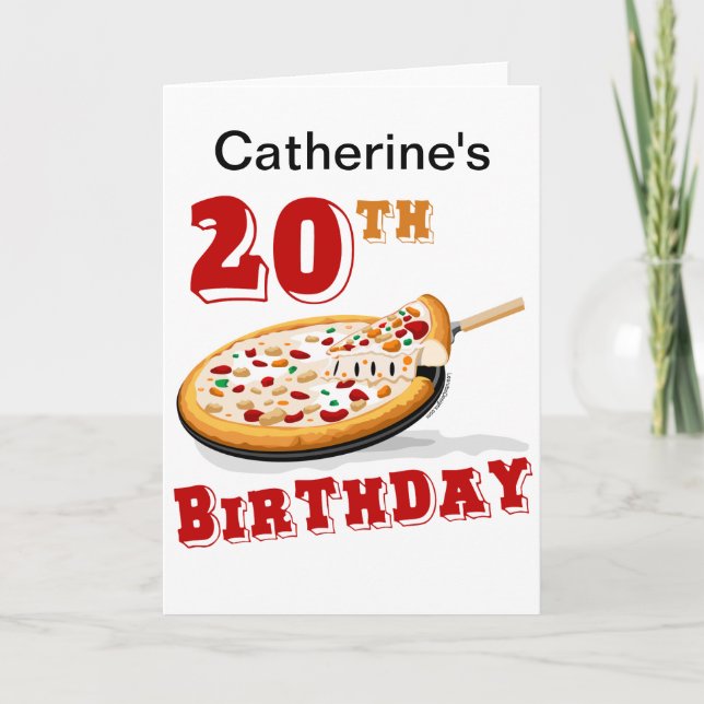 20th Birthday Pizza Party Card (Front)