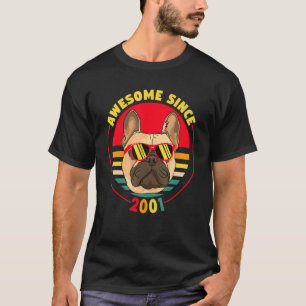 20th Birthday Retro French Bulldog Awesome Since 2 T-Shirt