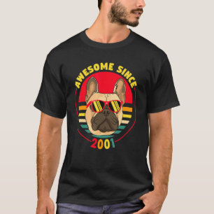 20th Birthday Retro French Bulldog Awesome Since 2 T-Shirt