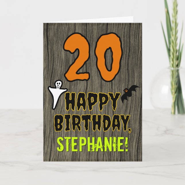 20th Birthday: Spooky Halloween Theme, Custom Name Card (Front)