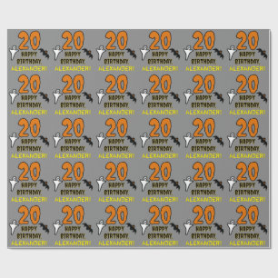 20th Birthday: Spooky Halloween Theme, Custom Name Wrapping Paper