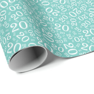 20th Birthday Teal/White Random Number Pattern 20 Wrapping Paper