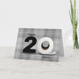 20th birthday toilet paper roll on plaid card