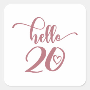 20th Birthday Women Hello 20 Cute 20 Years Old Square Sticker