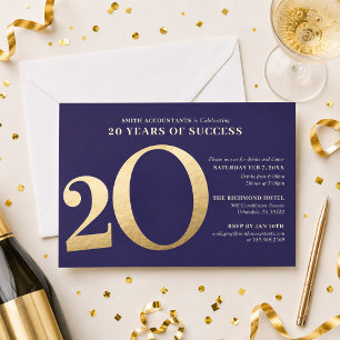 20th Business Anniversary Gold Number 20 Invitation