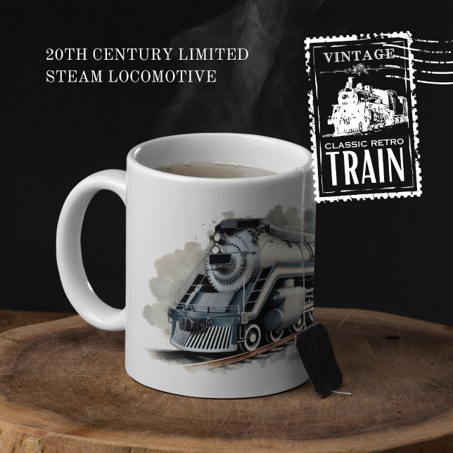 20th Century Powerful Steam Locomotive Two-Tone Coffee Mug (20th century limited steam locomotive cover from The Beekeeper Store)