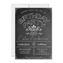 20th Chalkboard Birthday Celebration Invitation