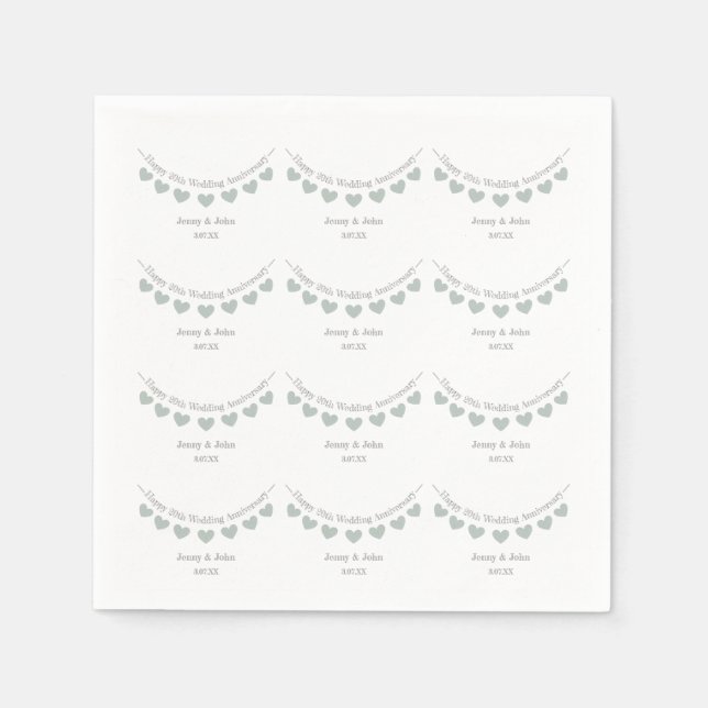 20th China wedding anniversary bunting design Napkin (Front)