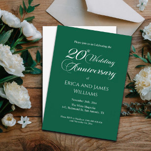 20th China Wedding Anniversary Elegant Script Invitation