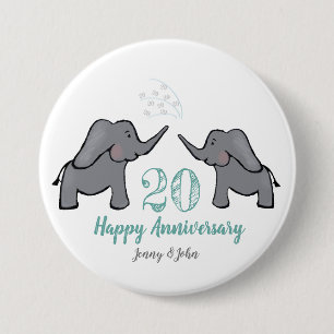 20th china wedding anniversary elephant 7.5 cm round badge