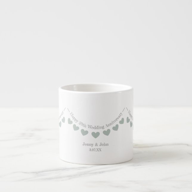 20th china wedding anniversary heart bunting espresso cup (Front)