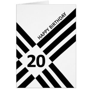 20th Diagonal Black Line Design Birthday