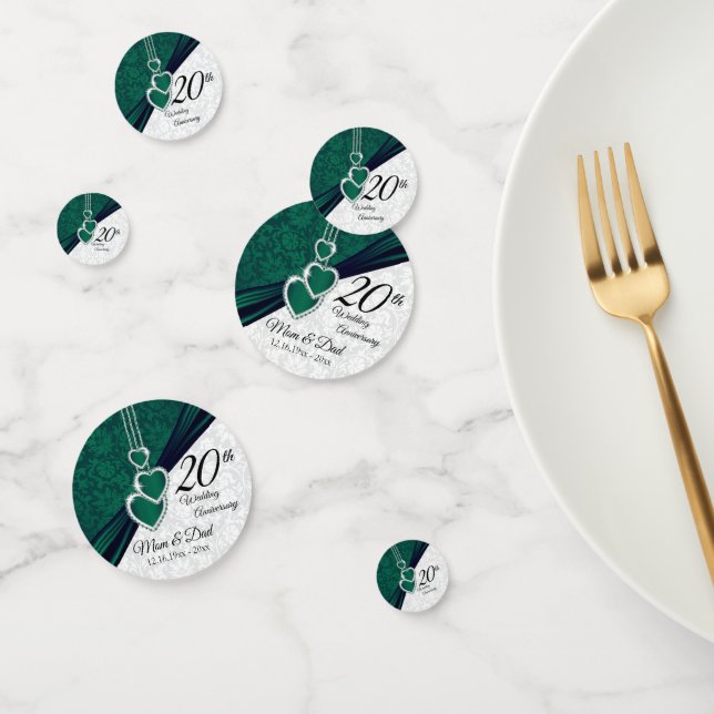 20th Emerald Green Anniversary Design Confetti (Group)
