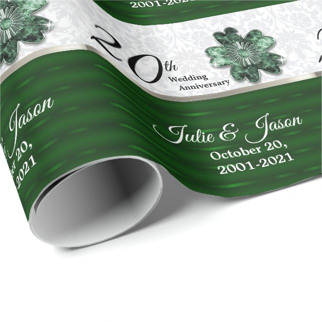 20th Emerald Green Anniversary | DIY Text Wrapping Paper (Roll Corner)