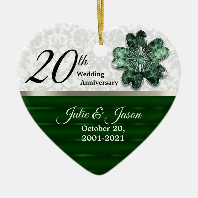 20th Emerald Green Jewel Ceramic Tree Decoration (Front)