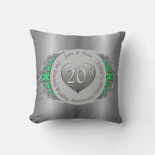 20th Emerald & Platinum Wedding Anniversary Cushion