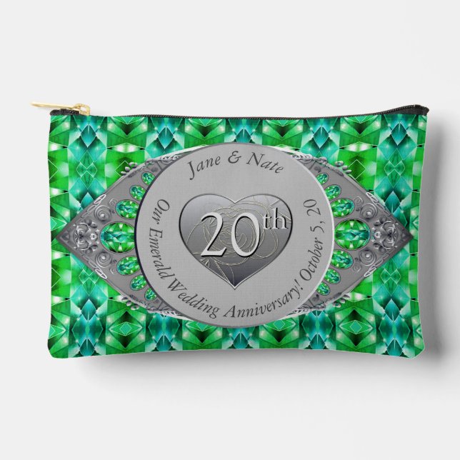 20th Emerald Wedding Anniversary Access Accessory Pouch (Front)
