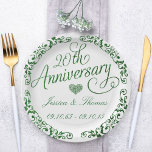 20th Emerald Wedding Anniversary Paper Plates<br><div class="desc">Celebrate in style with these elegant 20th Emerald Wedding Anniversary Paper Plates. The design features stylish faux glitter effect script font wording, frame and heart. The template wording is fully customisable so you can easily change the names and dates to make these paper plates totally unique to your celebration. Matching...</div>