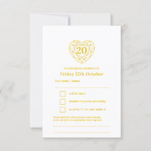 20th gold heart anniversary reply RSVP