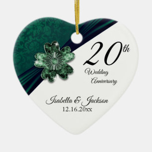 20th Green Emerald Wedding Anniversary Ceramic Ornament
