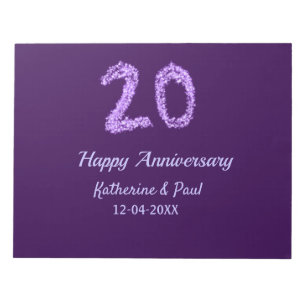 20th happy anniversary add couple name date purple notepad