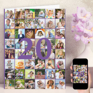 20th or Any Age 48 Photo Collage Big Birthday Card